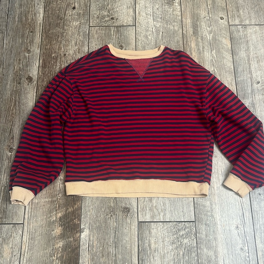 Free People Classic striped oversized crew